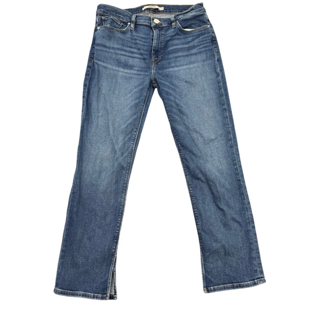 Hudson Nico Straight Leg Jeans Women 30 Denim Slit Hem Indie Y2K Streetwear Blue